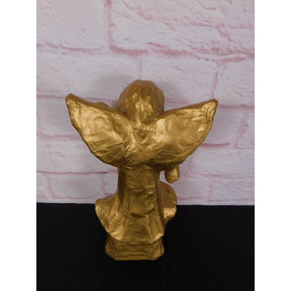 Vintage Gold Paper Mache Banner Angel 12" Holiday Décor Unique - Picture 7 of 9